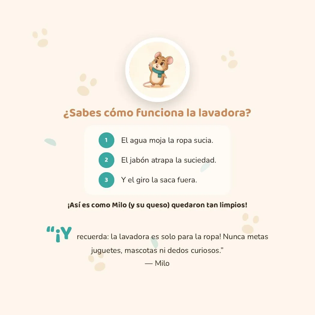 Milo descubre la lavadora — página interior