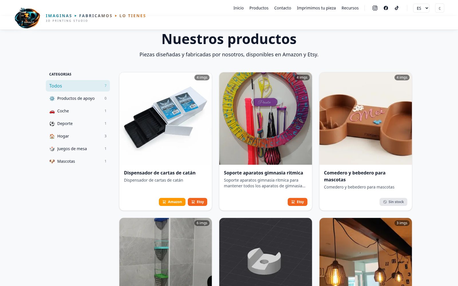 F3D Space - Catálogo de productos